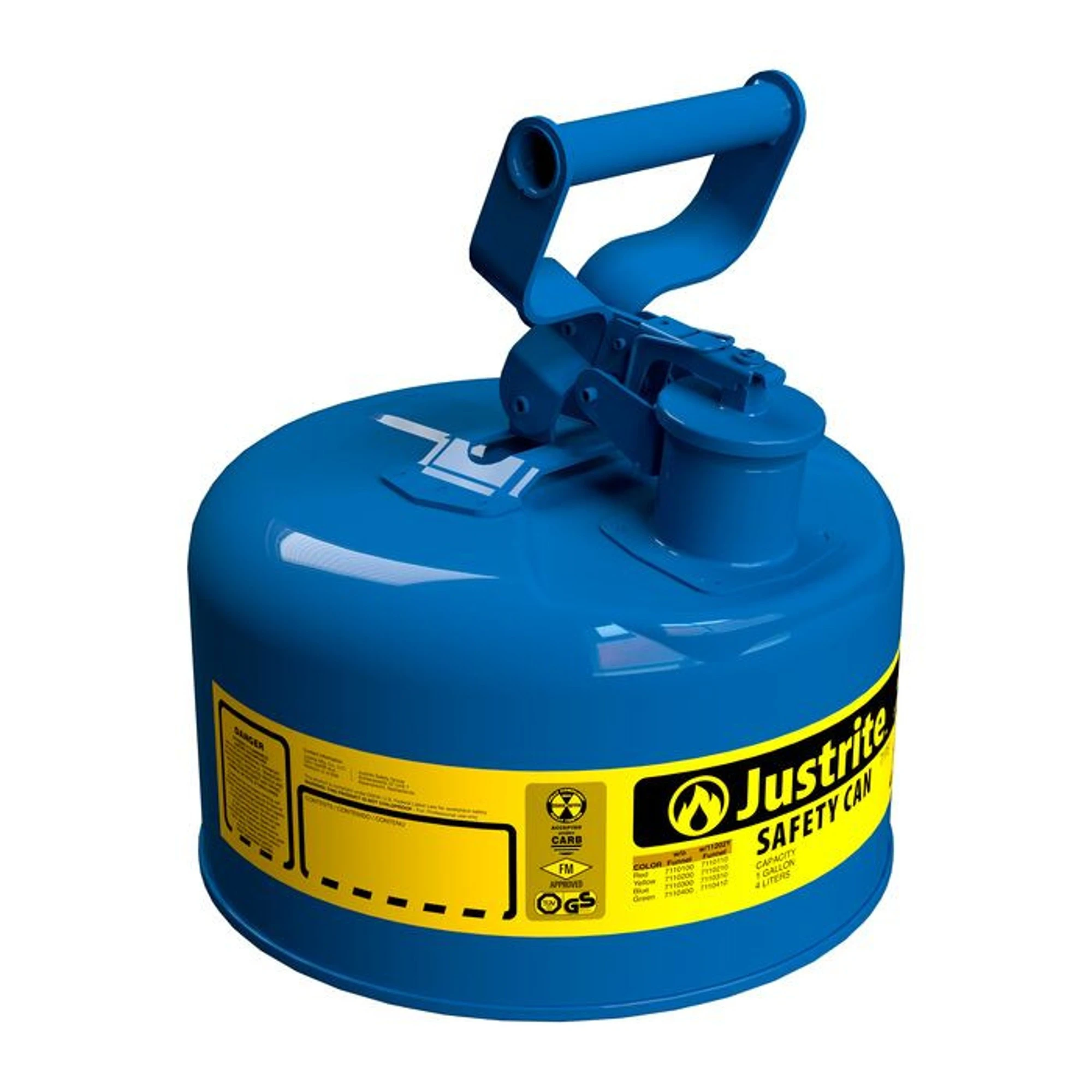 JUSTRITE 7110300 Safety Can, Flame Arrester, Type I, 1 Gallon, 11 Inch Height, Blue | AA4ZYE 13M456
