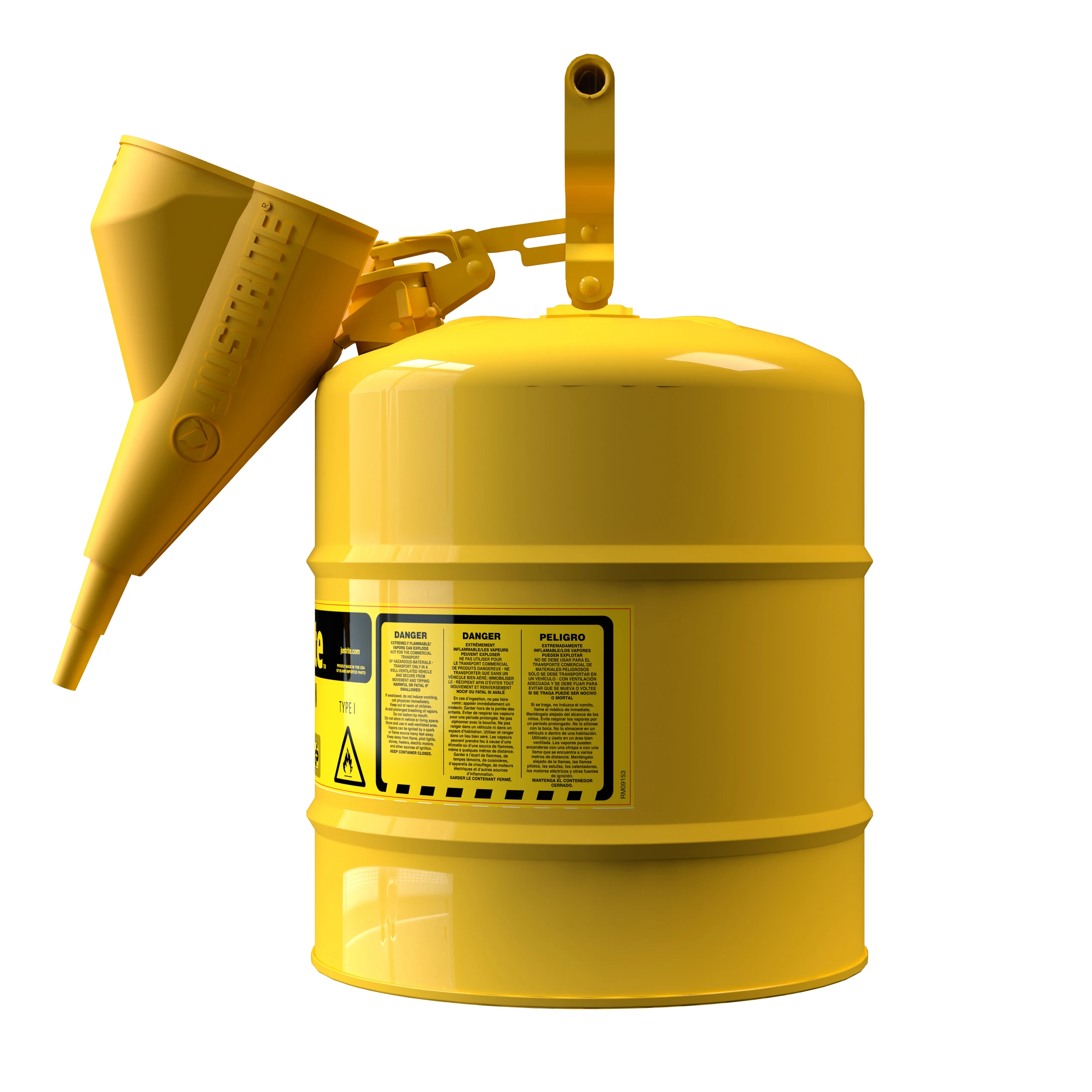 JUSTRITE 7150210 Safety Can, Flame Arrester, Type I, 5 Gallon, 16-7/8 Inch Height, Yellow | AA4ZZA 13M475