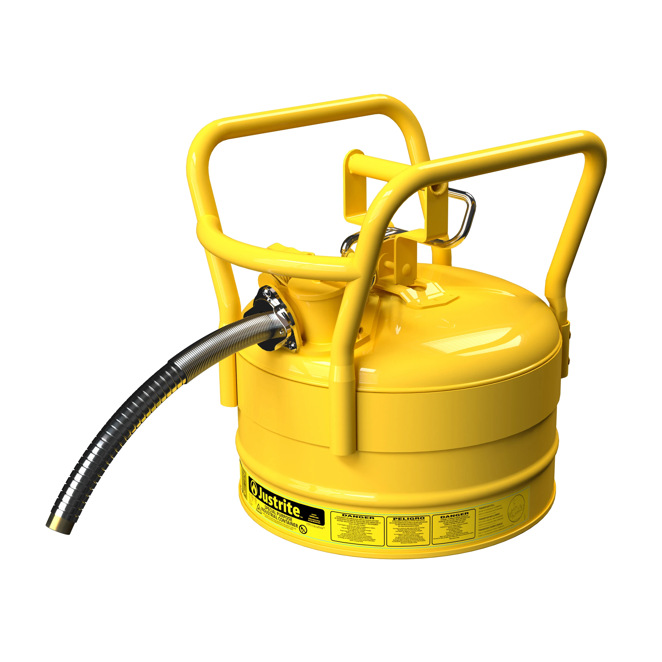 JUSTRITE 7325230 Dot Safety Can, 1 Inch Metal Hose, Type II, 12 Inch Height, Yellow | AA4ZZQ 13M489
