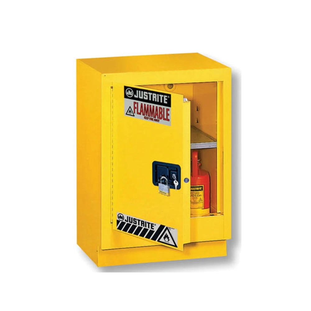 JUSTRITE 882410 Flammable Safety Cabinet, 15 Gallon, 1 Shelf, 1 Door, Manual Close, Yellow | AA4ZZW 13M494