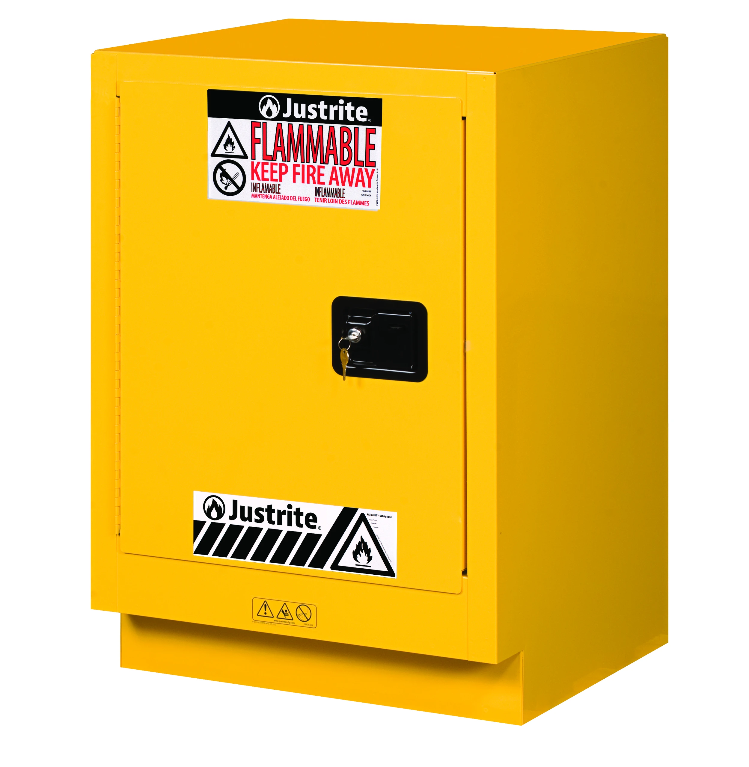 JUSTRITE 882430 Flammable Safety Cabinet, 1 Shelf, 1 Door, Self Close, 15 Gallon, 1 Shelf, 1 Door, Yellow | AA4ZZX 13M495