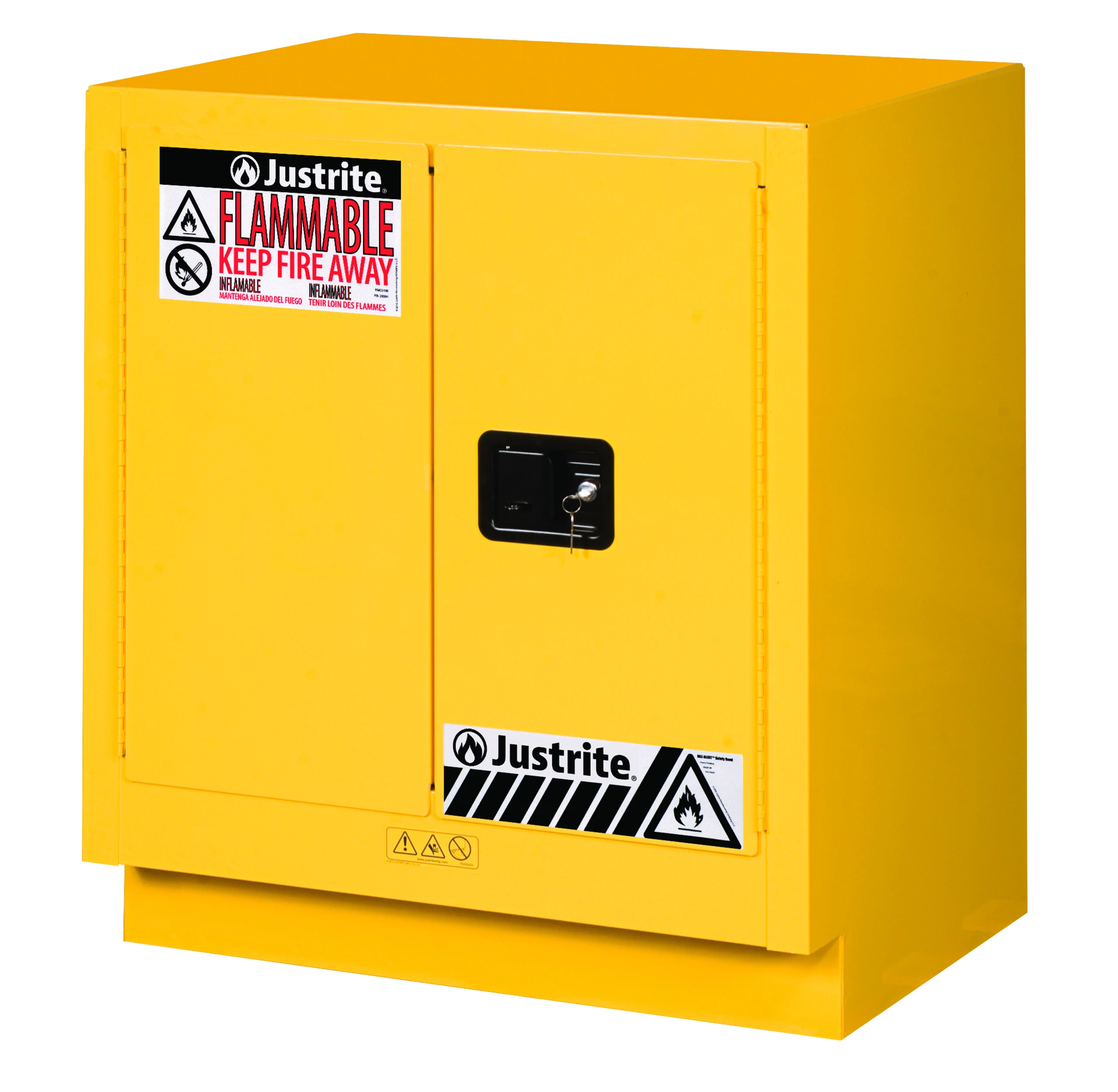 JUSTRITE 883020 Flammable Safety Cabinet, 19 Gallon, 1 Shelf, 2 Doors, 30 Inch Size, Yellow | CD8CNB