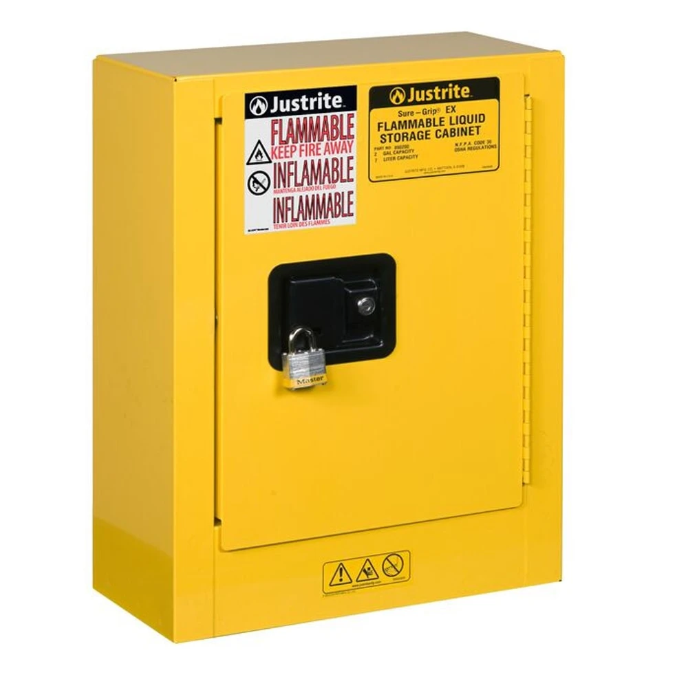 Mini Transportable Flammable Cabinet, 2 Gallon1 Door, Manual Close, Yellow