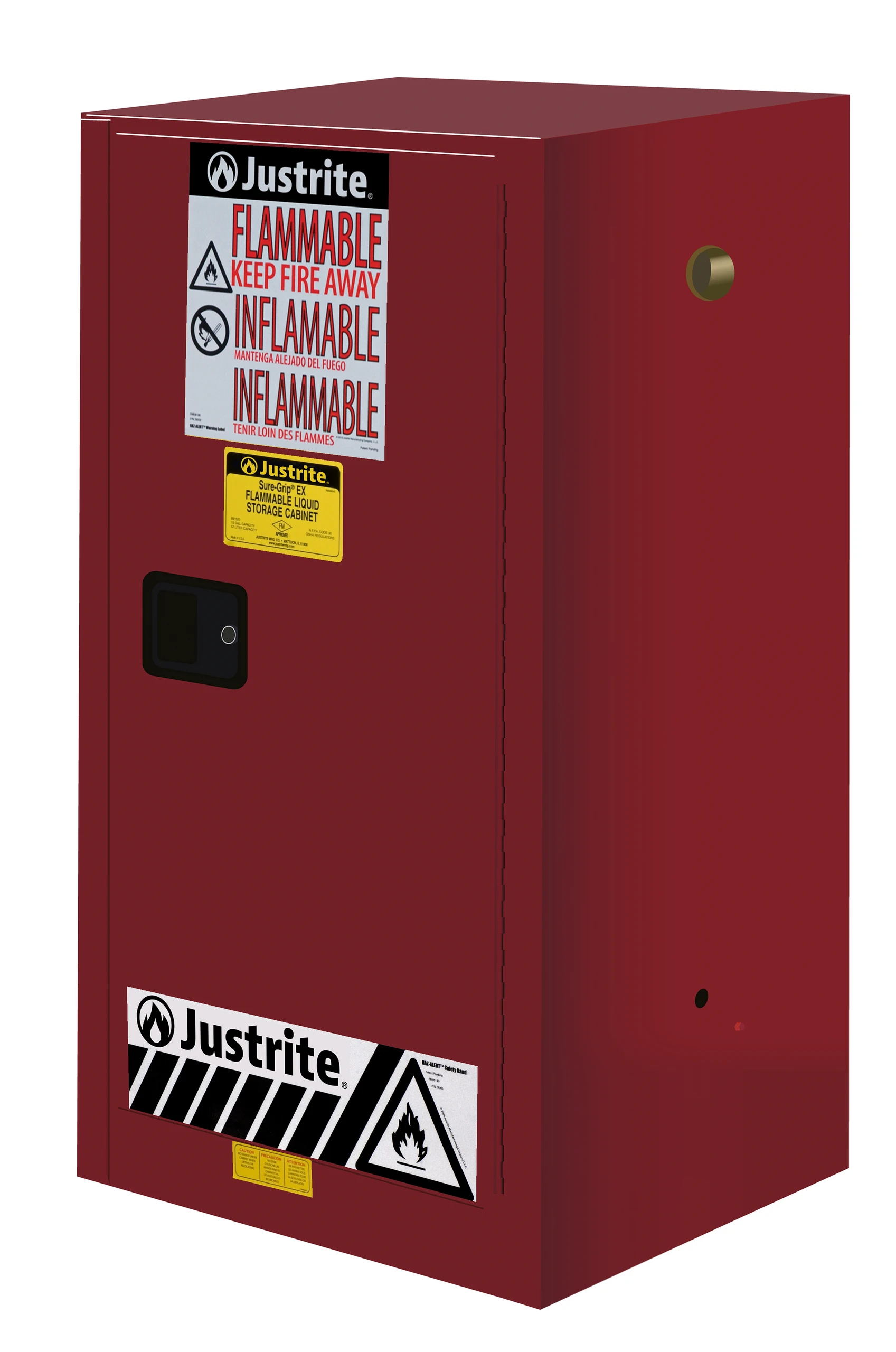 JUSTRITE 891501 Flammable Safety Cabinet, 1 Shelf, 1 Door, Manual Close, 15 Gallon, Red | CD8CQX