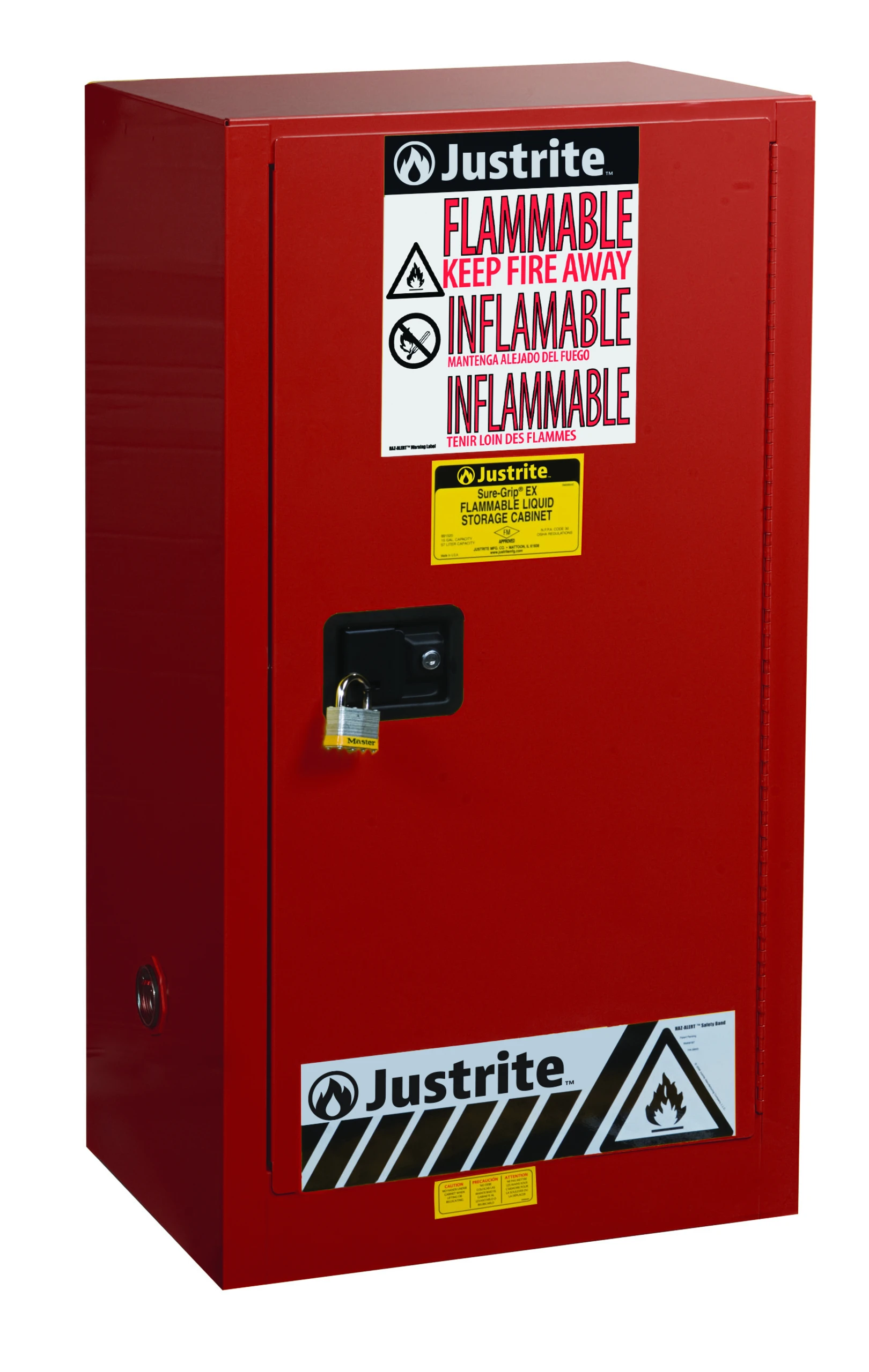 JUSTRITE 891511 Paint Safety Cabinet, 2 Shelves, 1 Door, Manual Close, 20 Gallon, Red | AA6ABL 13M532 / 8915111