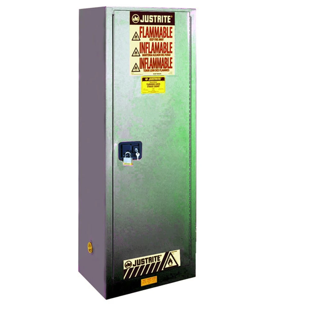 JUSTRITE 892223 Flammable Safety Cabinet, 3 Shelves, 1 Door, Self Close, 22 Gallon, Gray | CD8CTA 8922231