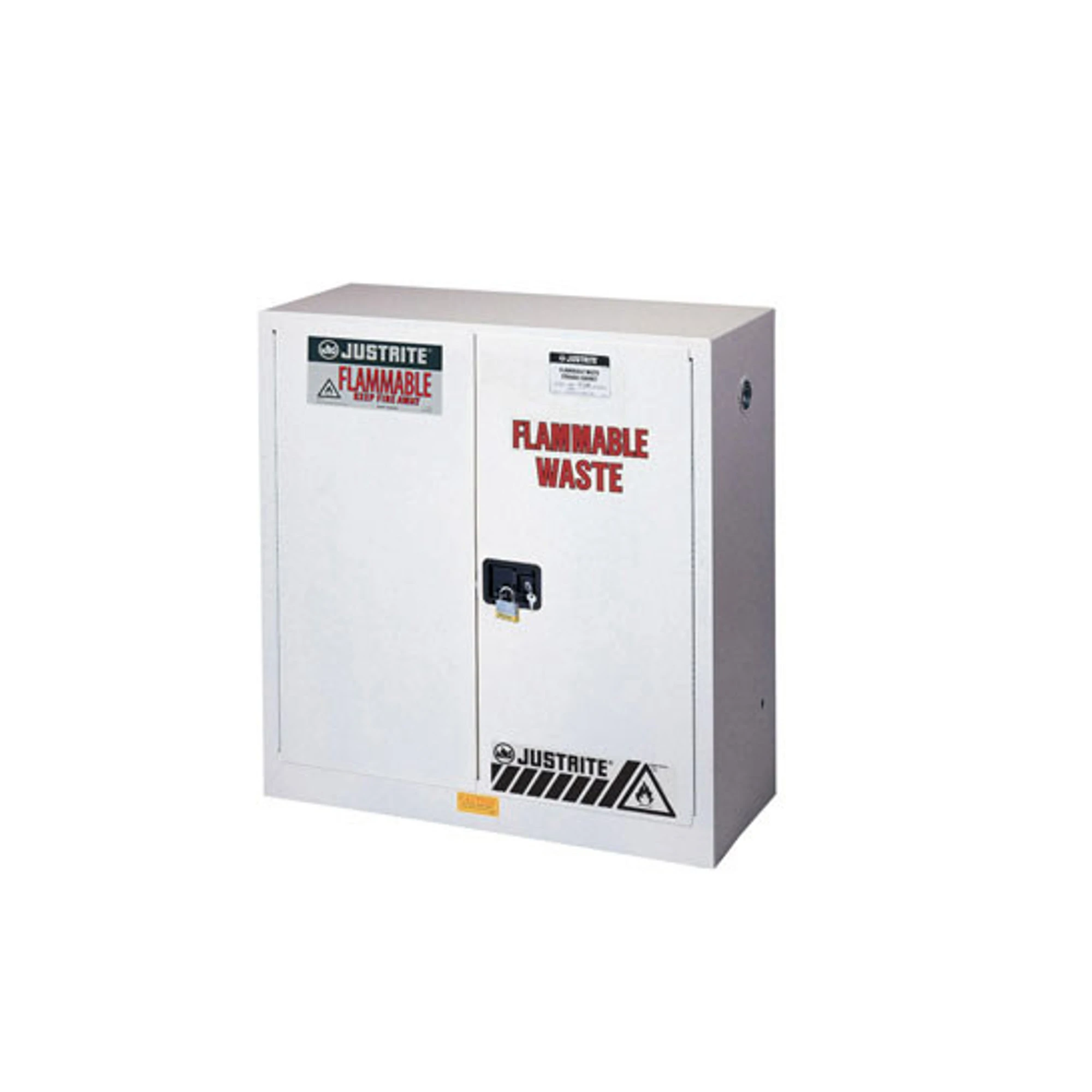 JUSTRITE 8930053 Flammable Safety Cabinet, 30 Gallon, 1 Shelf, 2 Doors, Manual Close, White | CD8CTV