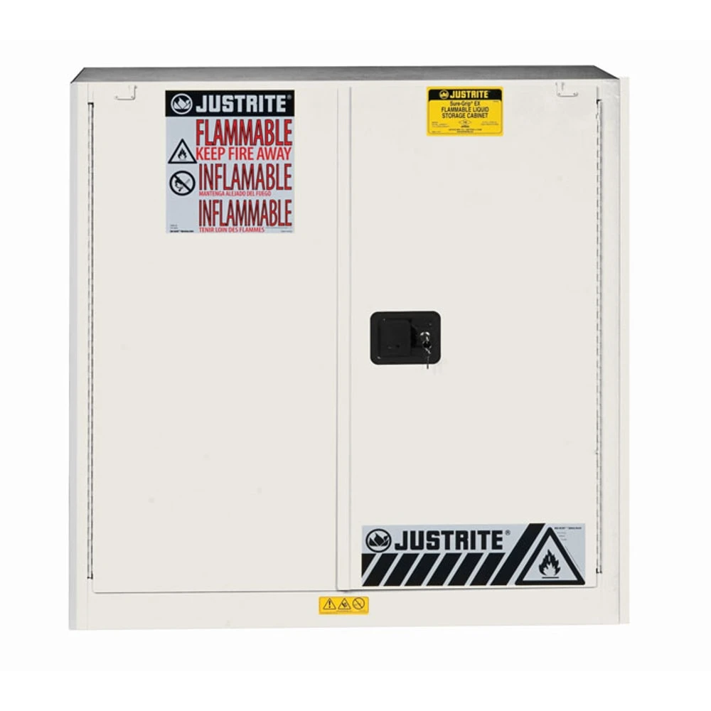 JUSTRITE 893025 Flammable Safety Cabinet, 1 Shelf, 2 Doors, Self Close, 30 Gallon, White | CD8CUC 8930251