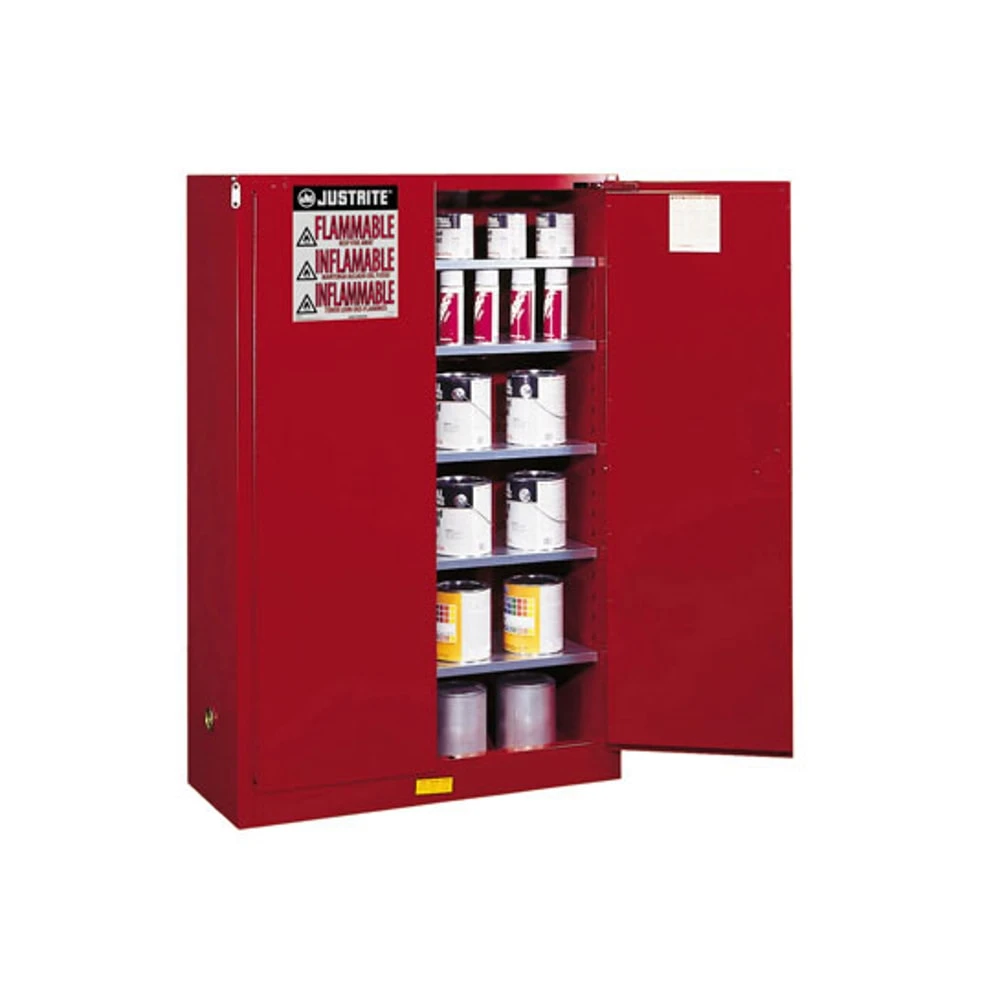 JUSTRITE 894511 Paints And Ink Cabinet, 5 Shelves, 2 Doors, Manual Close, 60 Gallon, Red | AF2NEC 6VTG6 / 8945111