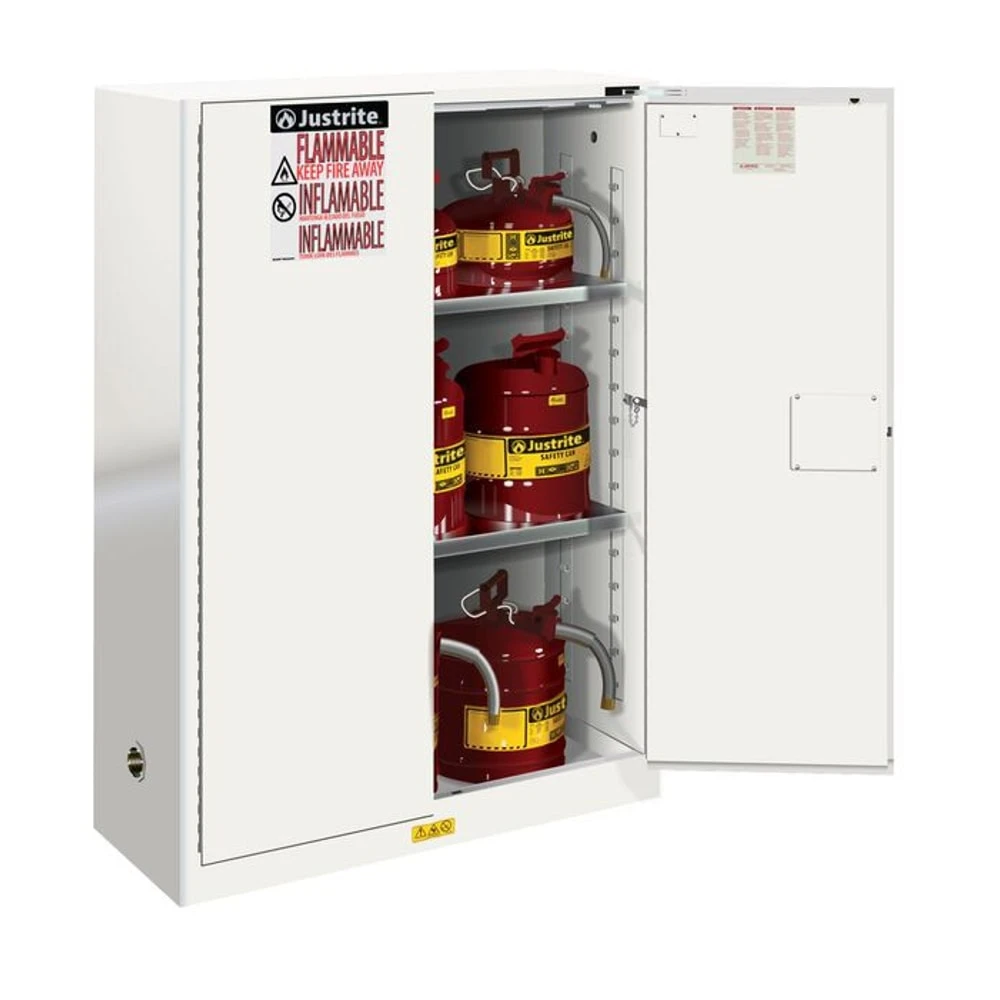 JUSTRITE 894525 Flammable Safety Cabinet, 45 Gallon, White | CD8CVA