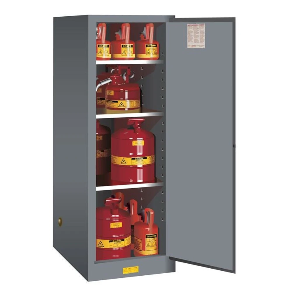 JUSTRITE 895403 Flammable Safety Cabinet, 3 Shelves, 1 Door, Manual Close, 54 Gallon, Gray | CD8CVR