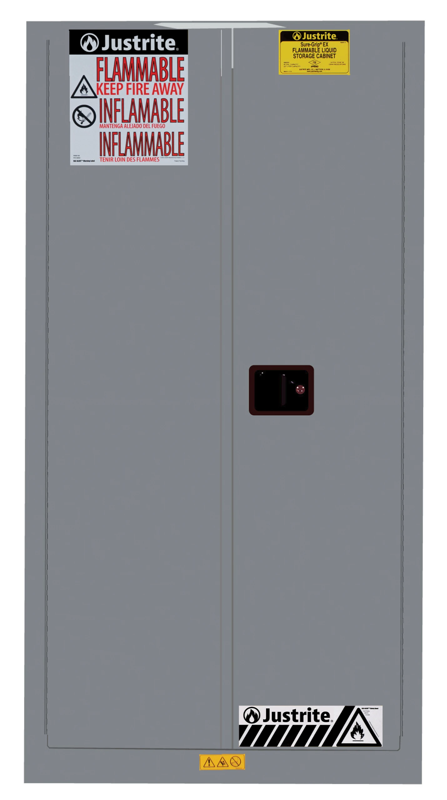 JUSTRITE 896223 Vertical Drum Cabinet, 1 Drum Vertical, 1 Shelf, 2 Doors, 55 Gallon, Gray | CD8CXC