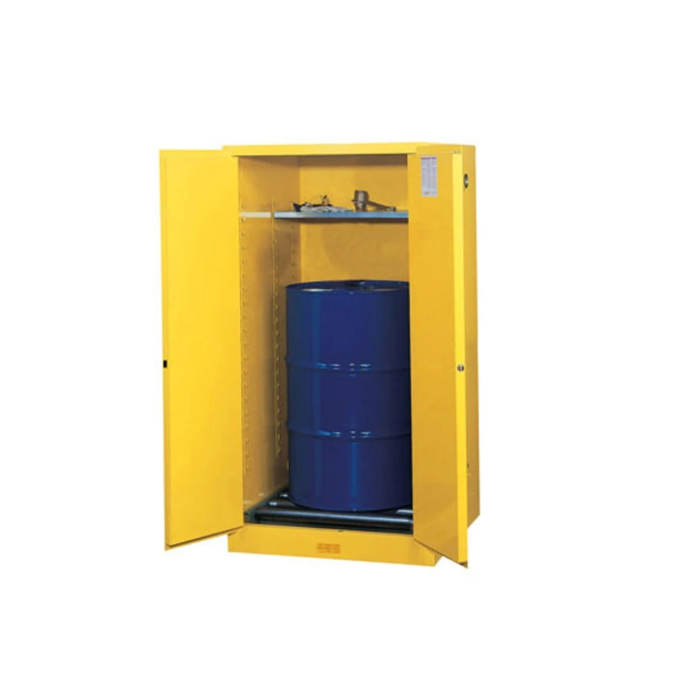 JUSTRITE 896260 Flammable Safety Cabinet, 55 Gallon, 1 Drum Capacity, 34 x 34 x 65 Inch Size, Yellow | CD8CXF 1YNH1
