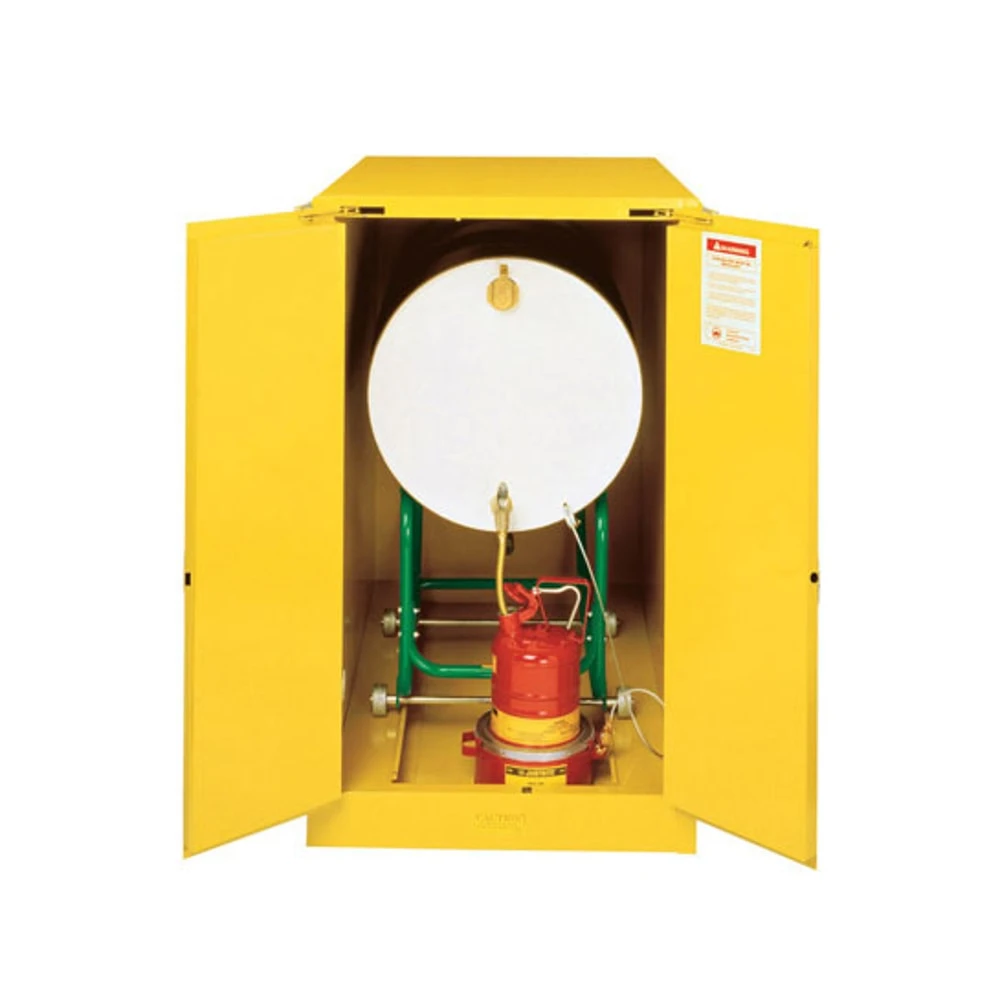 JUSTRITE 899320 Drum Safety Cabinet, 1 Drum Horizontal, 2 Doors, Self-Close, 55 Gallon, Yellow | AF4YVJ JCB8993201, 8993201