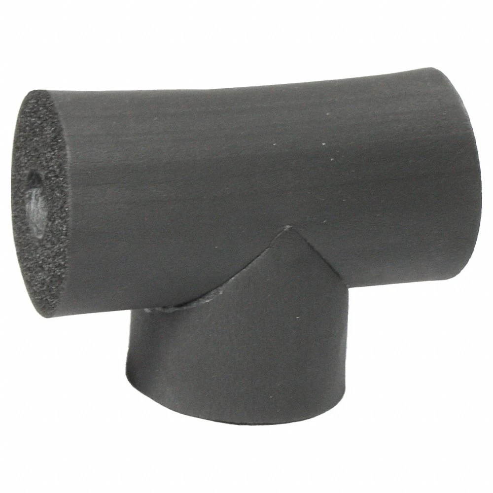 Pipe Fitting Insulation, Tee, Buna-N Rubber, 1 Inch Thk, 3 1/2 Inch ID, 6.1 R-Value, Black