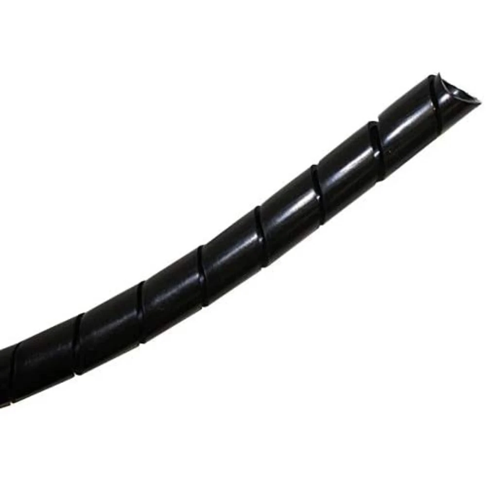 Spiral Wrap Tubing, 1/2 Inch Inside Diameter, 100 Ft Roll, Black Polyethylene