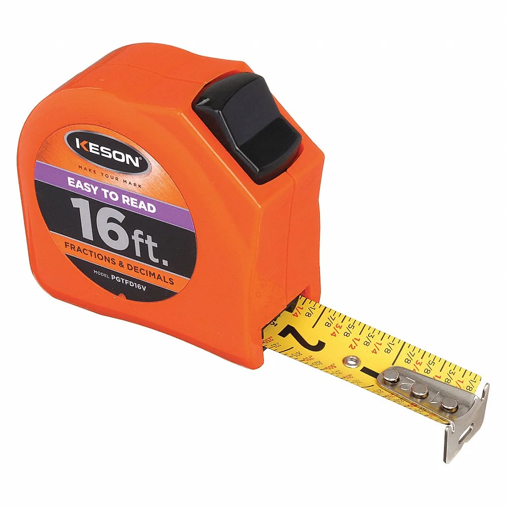 KESON PGTFD16V Tape Measure 1 Inch x 16 Feet Orange In./ft. | AB6WUQ 22N897