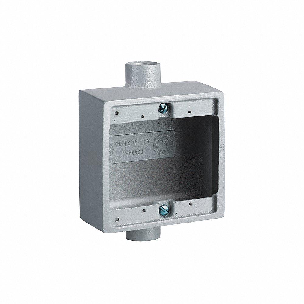 KILLARK 2FDC-2 Device Box, 2 Gangs, 3/4 Inch Hub Size, 2 Inlets, 4.62 x 4.62 x 2.93 Inch Size | CH9ZMA 49ZX89