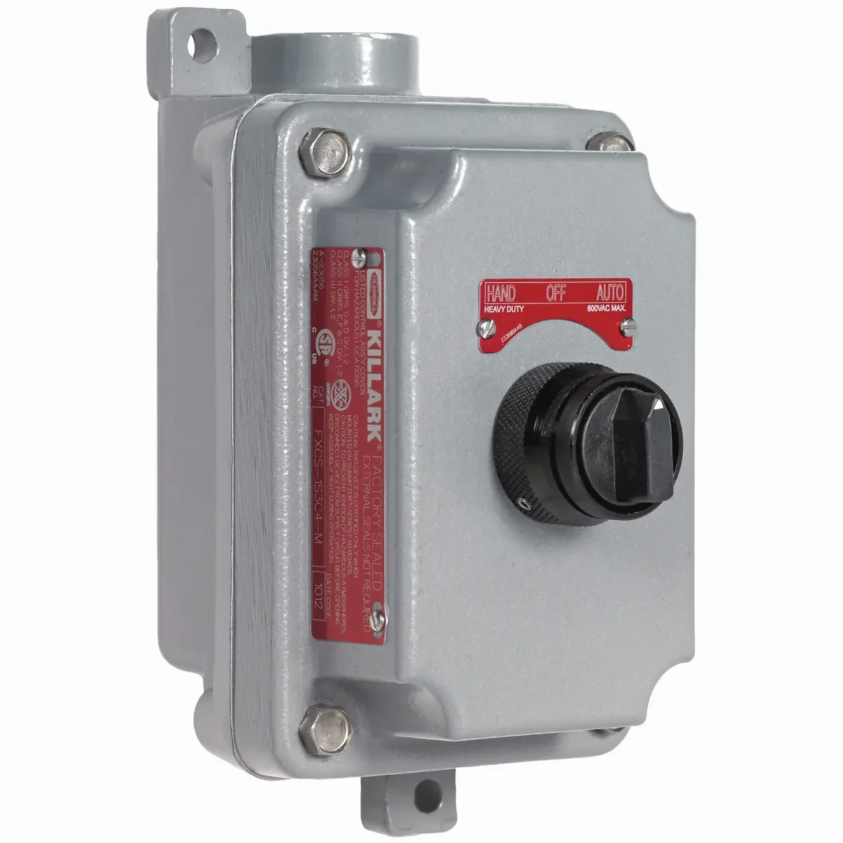 Al Dead-End Maintained Contact 3-Position Selector Switch Ctrl Stn, Hand-Off-Auto/Blank, Hub Size 1/2 Inch Size, 1No/1Nc