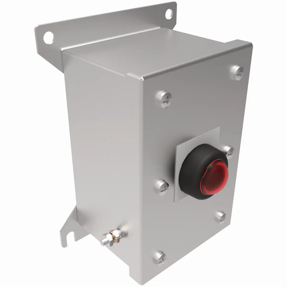 Control Station, Single Red Pilot Light Din Rail Mount 3/4 Inch Size Hub - SS 1B
