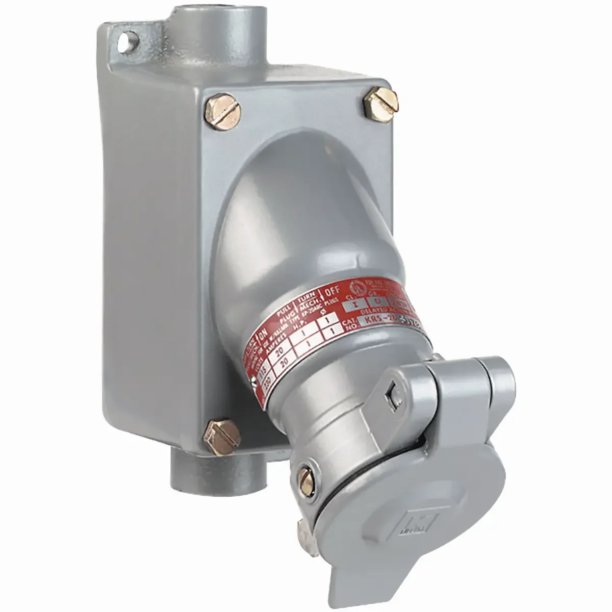30 Amp Receptacle With Feed-Thru Enclosure, 3P 4W Circuit, 115/230Vac At 60Hz, Hub Size 1/2 Inch