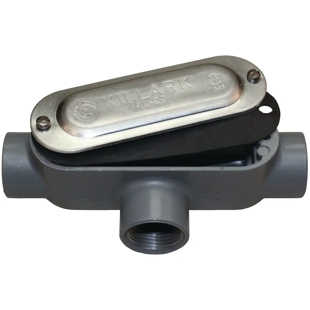 Aluminum Conduit Body With Cover And Silicone Gasket- T Type, Hub Size 1-1/4 Inch, Volume 32.0 Cubic Inches