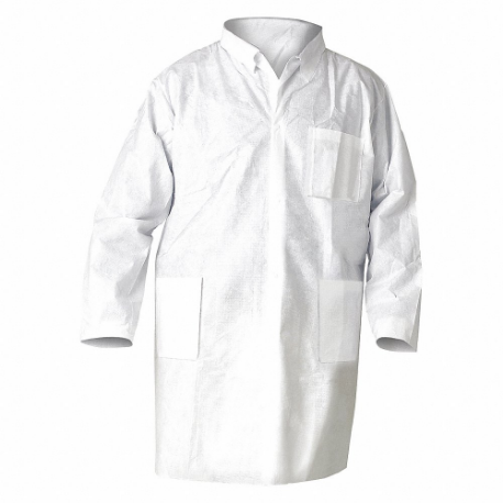 KIMBERLY-CLARK 10033 Lab Coat, Mandarin Collar, Open Cuff, SMS, Blue, XL, Kimberly Clark Kleenguard A8, 25 PK | CR6QHF 147T69