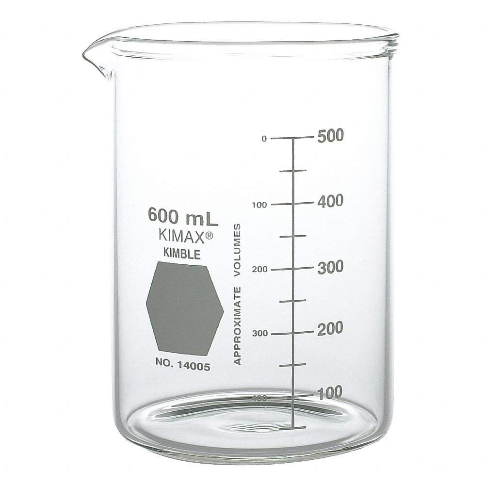 Beaker, Borosilicate Glass, Low Form, 1L Capacity, 33.81 fl oz Capacity, Autoclavable