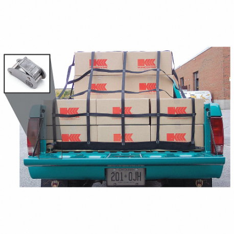 Cargo Net, Polyester, Hook, 8 ft Cargo Net Width, 12 ft Cargo Net Length, Black