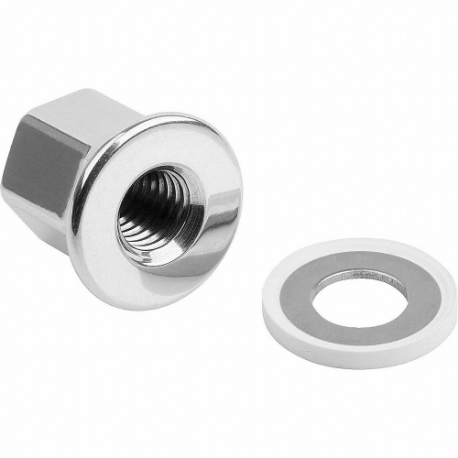 KIPP K1594.062 Hygienic USIT Cap Nut w/Washer, M6 Thread, 316L, Stainless Steel, 10 mm Hex Width, EPDM | CR6ZUA 802KJ6
