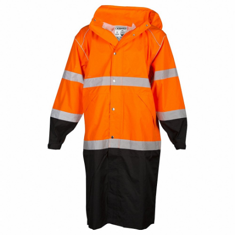 KISHIGO RWJ109-2X-3X Orange Hi-vis Long Rain Jacket | CR7EFK 806GR2