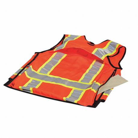 KISHIGO S1001/2X High Visibility Vest, ANSI Class 2, U, 2XL, Orange, Polyester, Snaps | CR7EBZ 9DFR8