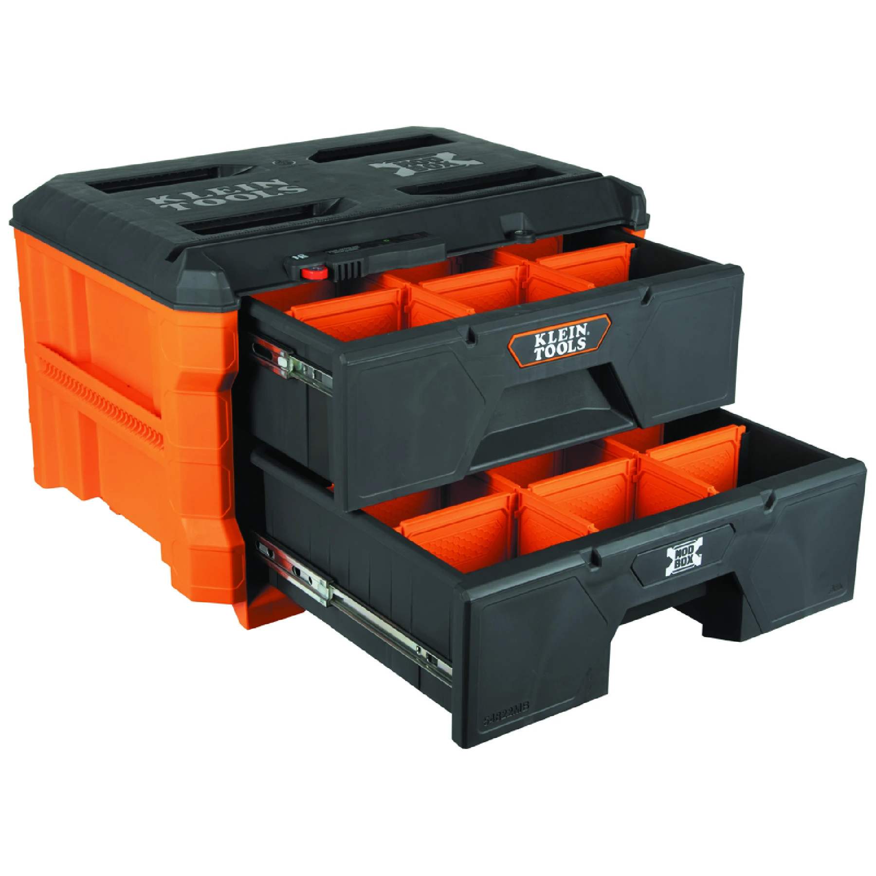 Tool Box, 16 3/8 Inch W x 14 3/8 Inch H x 22 5/16 Inch D, 2 Drawers, Polymer, Orange