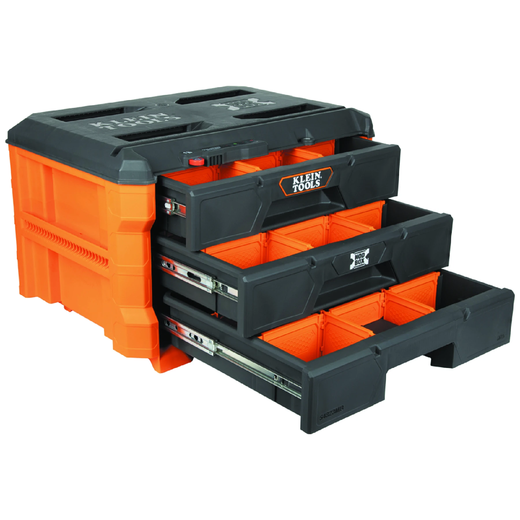 Tool Box, 16 3/8 Inch W x 14 3/8 Inch H x 22 5/16 Inch D, 3 Drawers, Polymer, Orange