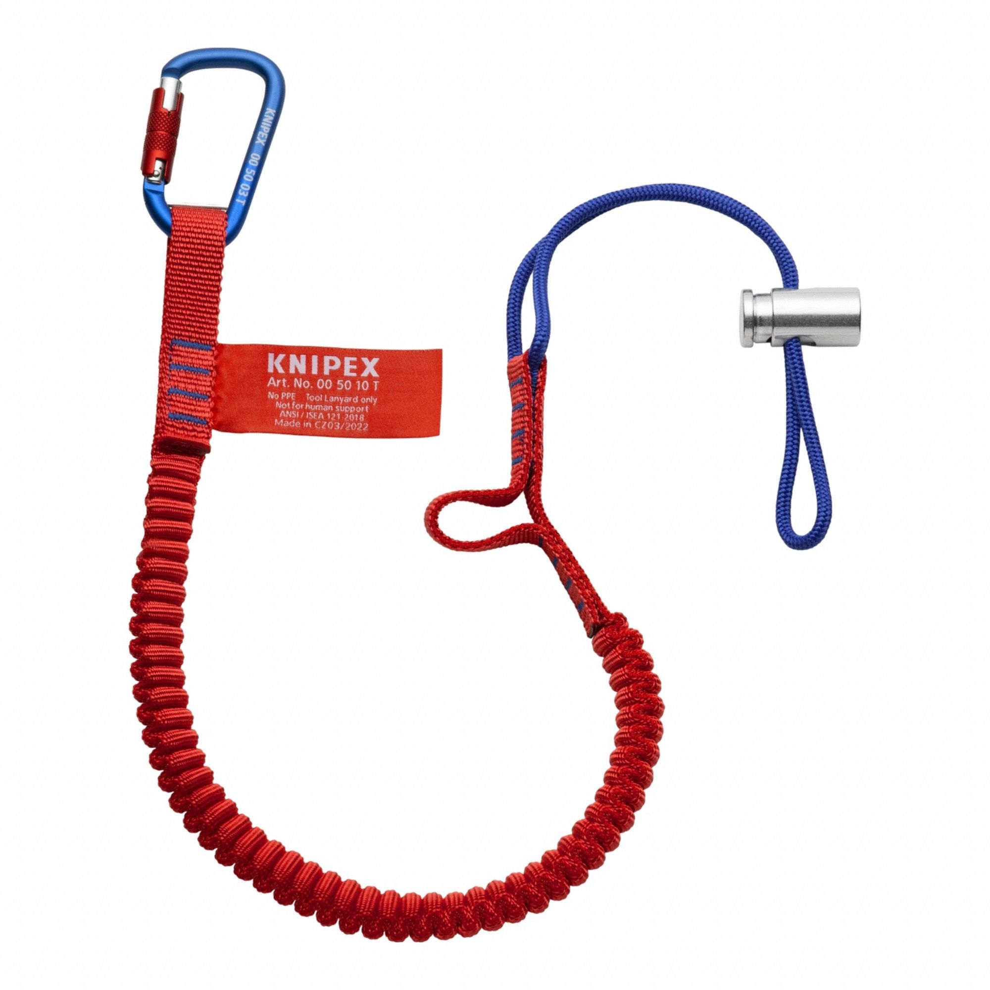 Lanyard Captive Eye Carabiner, Blue/Red, Polyester, Hand Tools