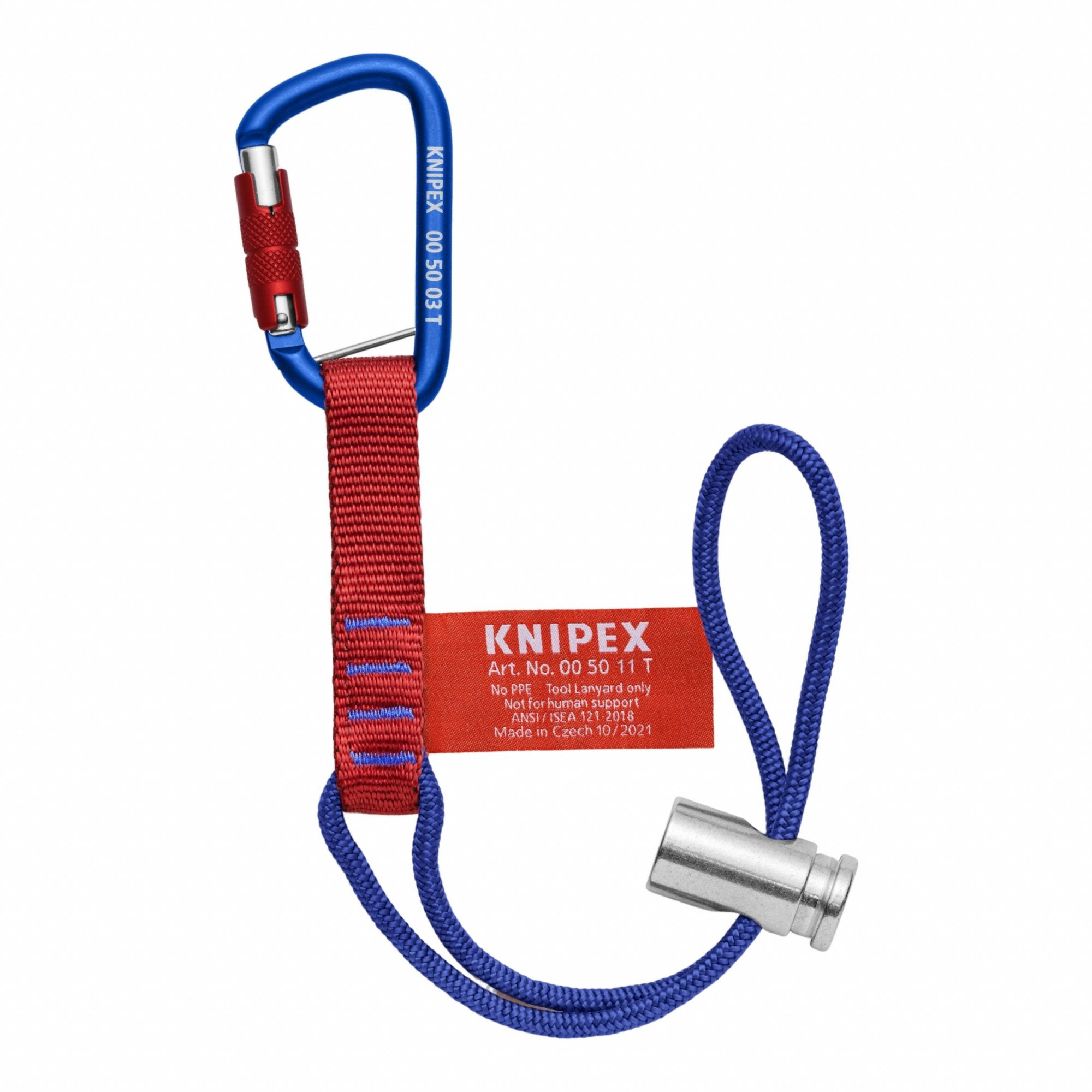 Adaptor Straps Captive Eye Carabiner, Blue/Red, Carabiner, Polyester, Hand Tools