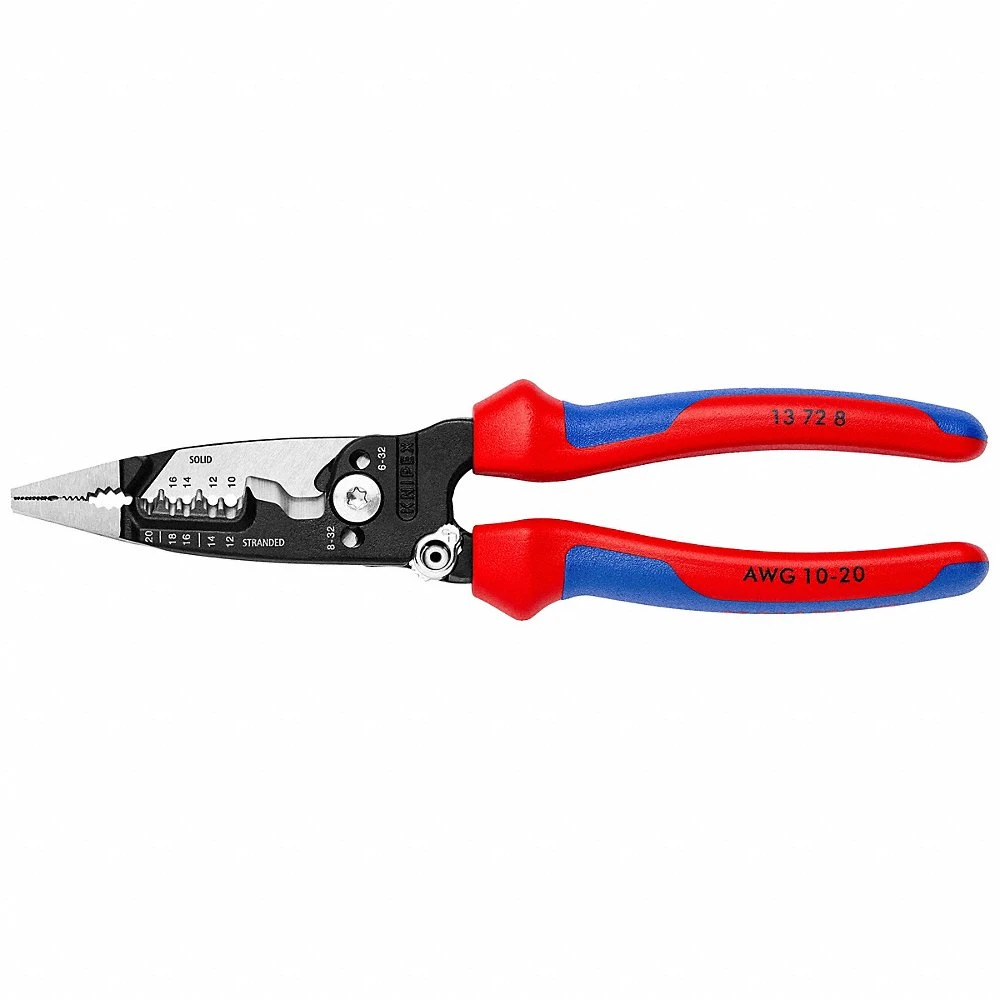 KNIPEX 13 72 8 Multi Functional Wire Strippers, 8 Inch Overall Length, Cut/Loop/Screw Shear/Strip | CR7JZT 784WH3