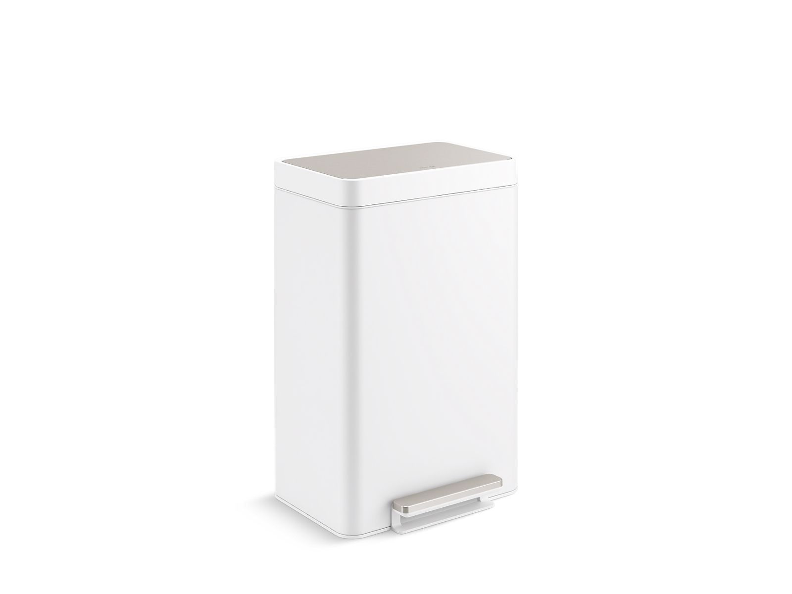 Step Trash Can, Stainless Steel, White