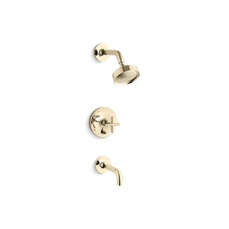 Bath And Shower Trim Kit, Push Button Diverter And Cross Handle, 2.5 GPM