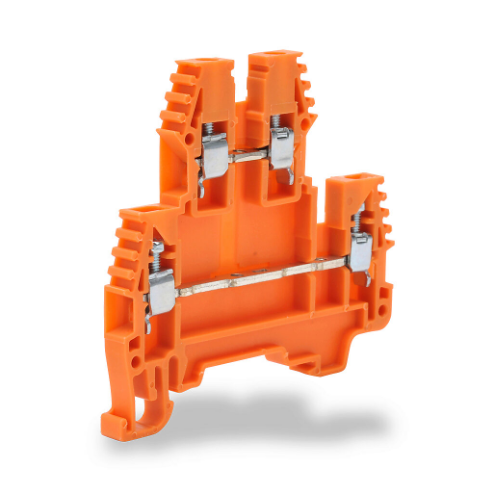 Terminal Block, Orange, 20A, 35mm Din Rail Mount