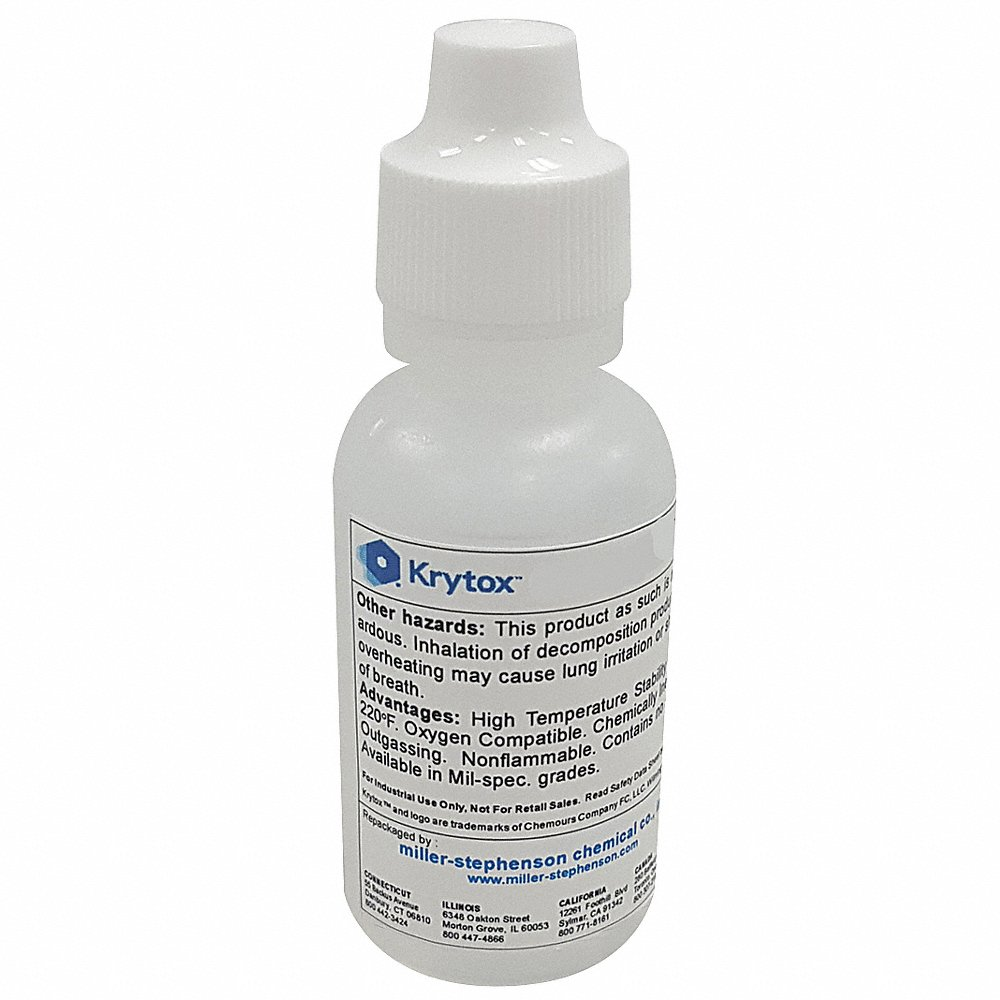 High-Performance Lubricant, Dropper Bottle, 2 oz, PFPE Base, Colorless, -4°F to 572°F