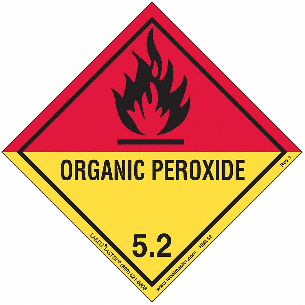LABELMASTER HML52 Organic Peroxide Label 100mm x 100mm Paper | AH6GUF 35ZK33