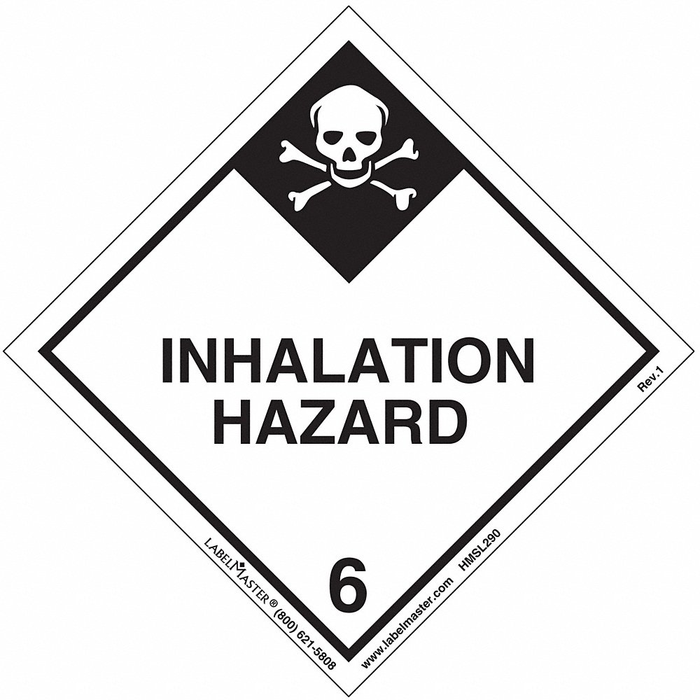 LABELMASTER HMSL290 Inhalation Hazard Label 100mm x 100mm | AH6GUN 35ZK40