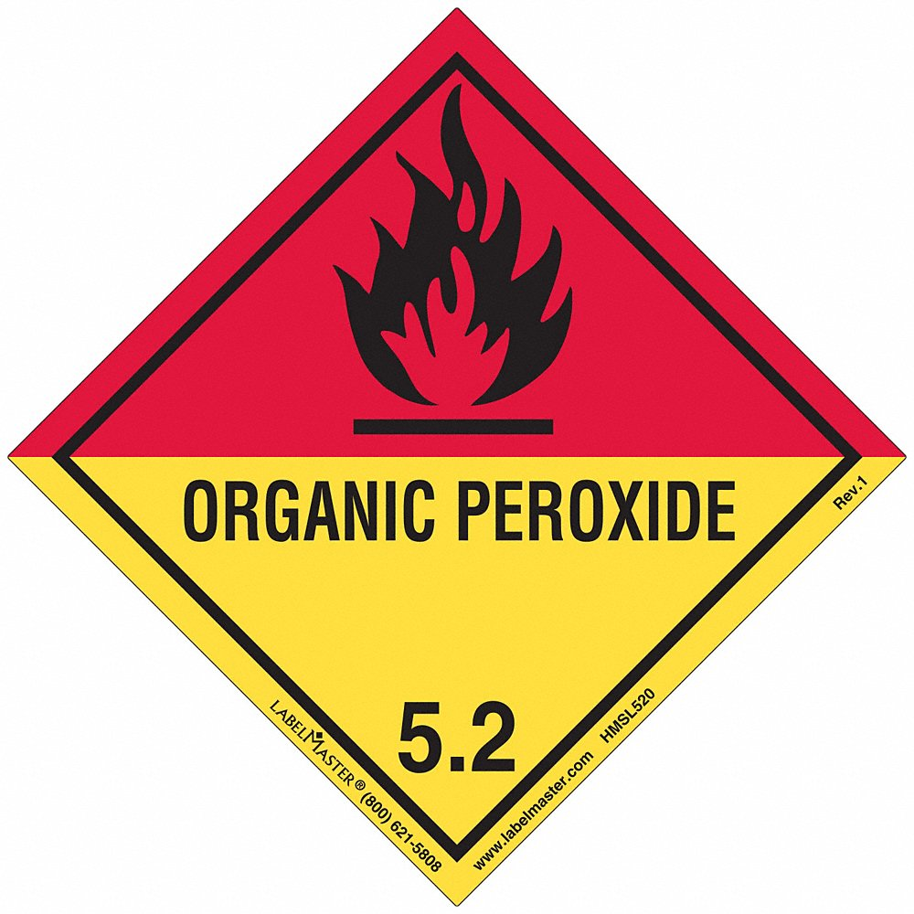 LABELMASTER HMSL520 Organic Peroxide Label 100mm x 100mm | AH6GUE 35ZK32