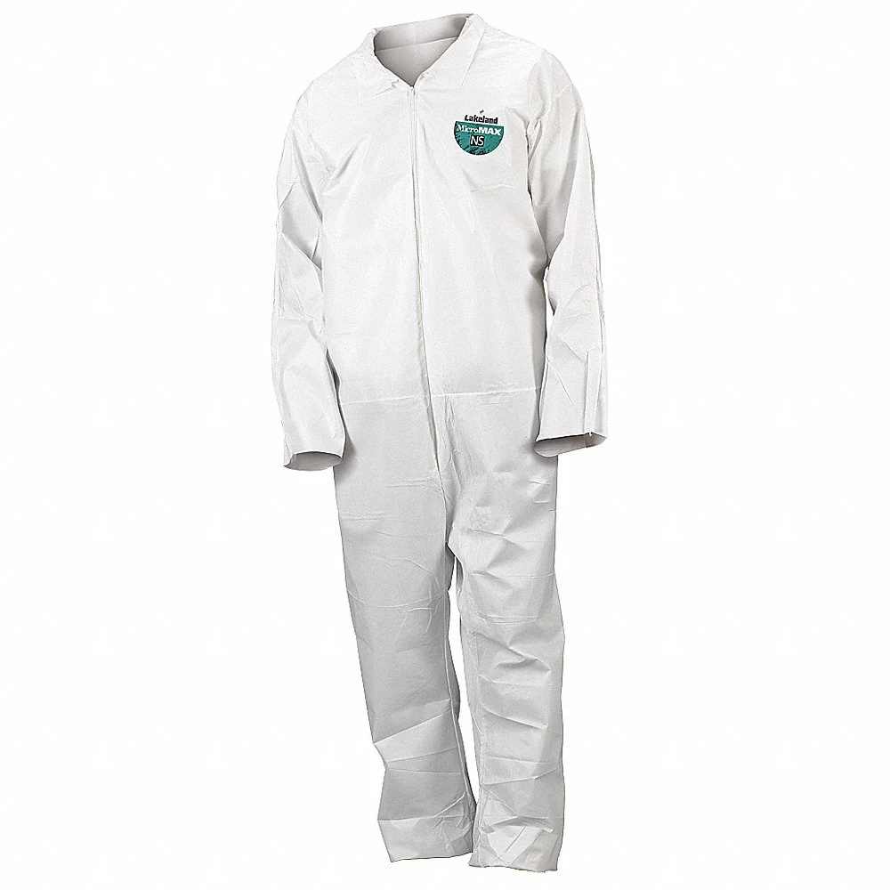 LAKELAND CTL412V-XL Collared Disposable Coverall, MicroMax NS, Serged Seam, White, 50 Pack | CR8MHF 49CK59
