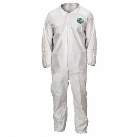 LAKELAND CTL417-3X Collared Disposable Coverall, SBPP with Laminated Microporous Film, Serged Seam, White | CR8MHH 48LZ72