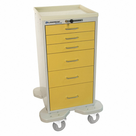 LAKESIDE MANUFACTURING ST-630-P-2BEY Compact General Medical Supply Cart With Drawers, Steel, Swivel/ Swivel With Brake | CT4CVC 460K86