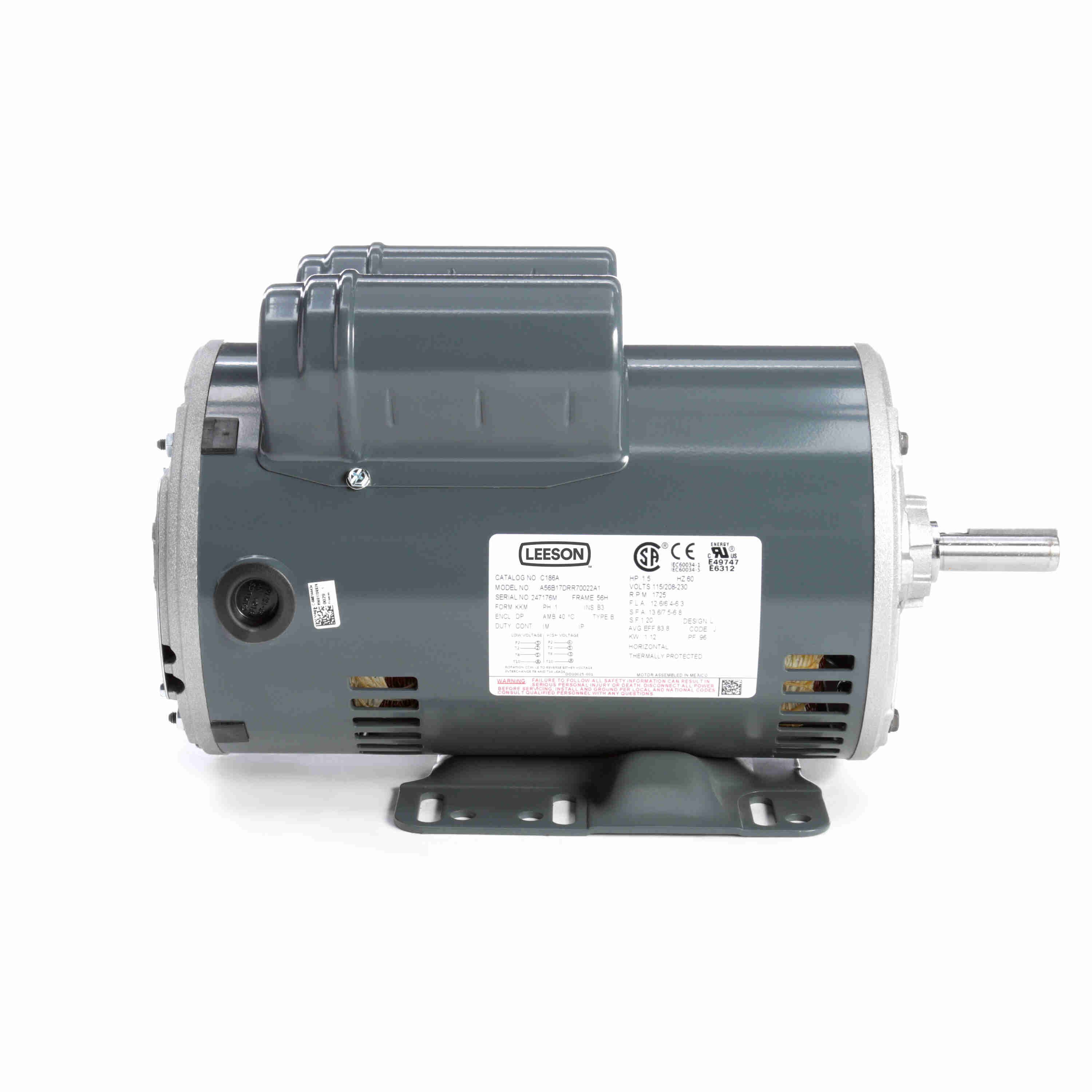 Leeson 056B17DRR70022A1 | 54JH62 | General Purpose Motor, 1.50 HP