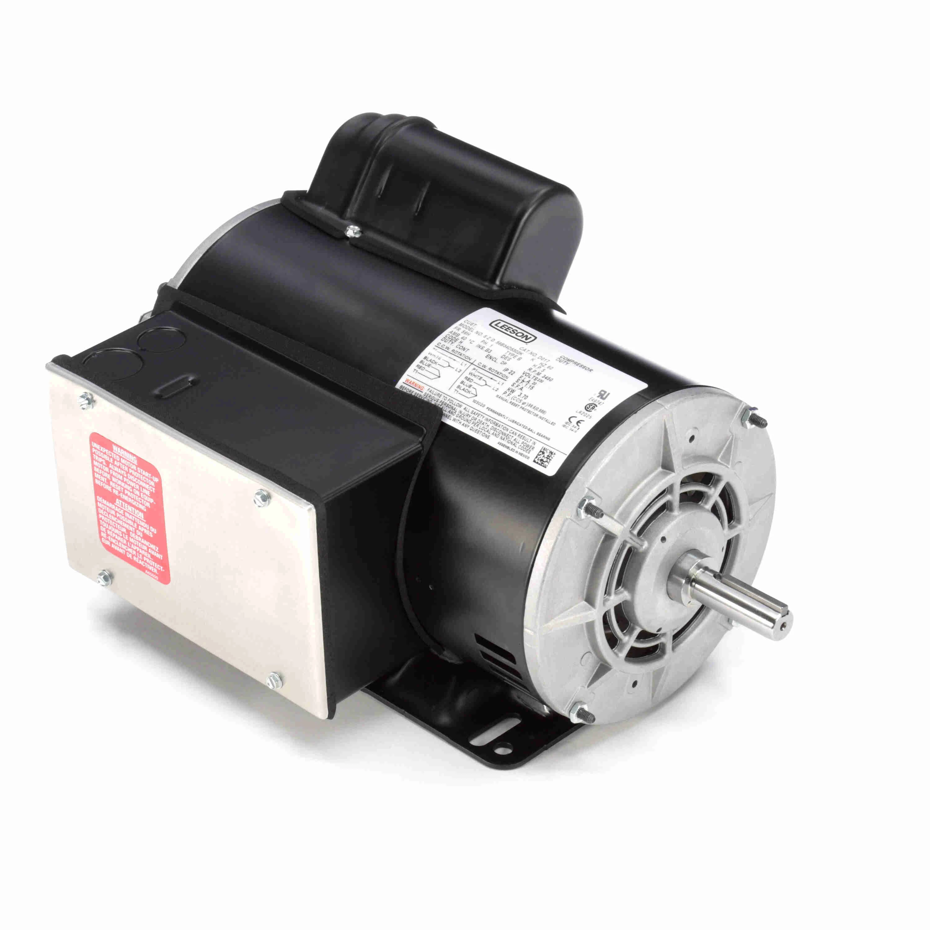 Air Compressor Motor, 5 HP, 1 Phase, 60 Hz, 230V, 3600 RPM