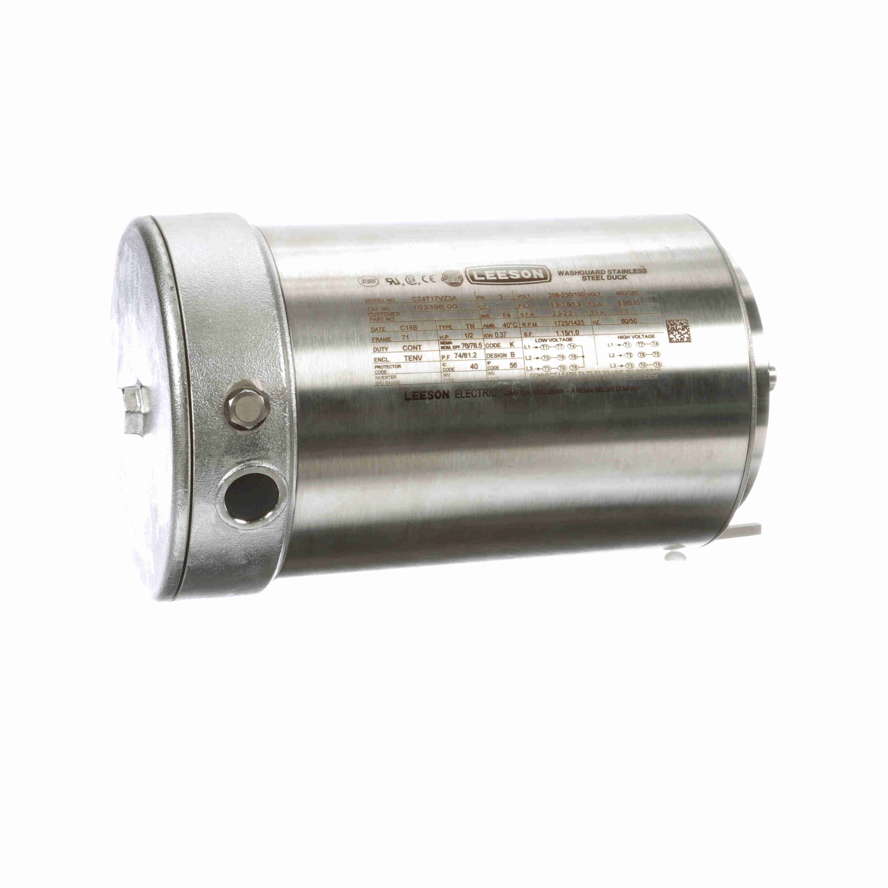 LEESON 103396.00 CZ4T17VZ3A Washdown Motor 50-60 Hertz | AJ2PRJ CZ4T17VZ3A